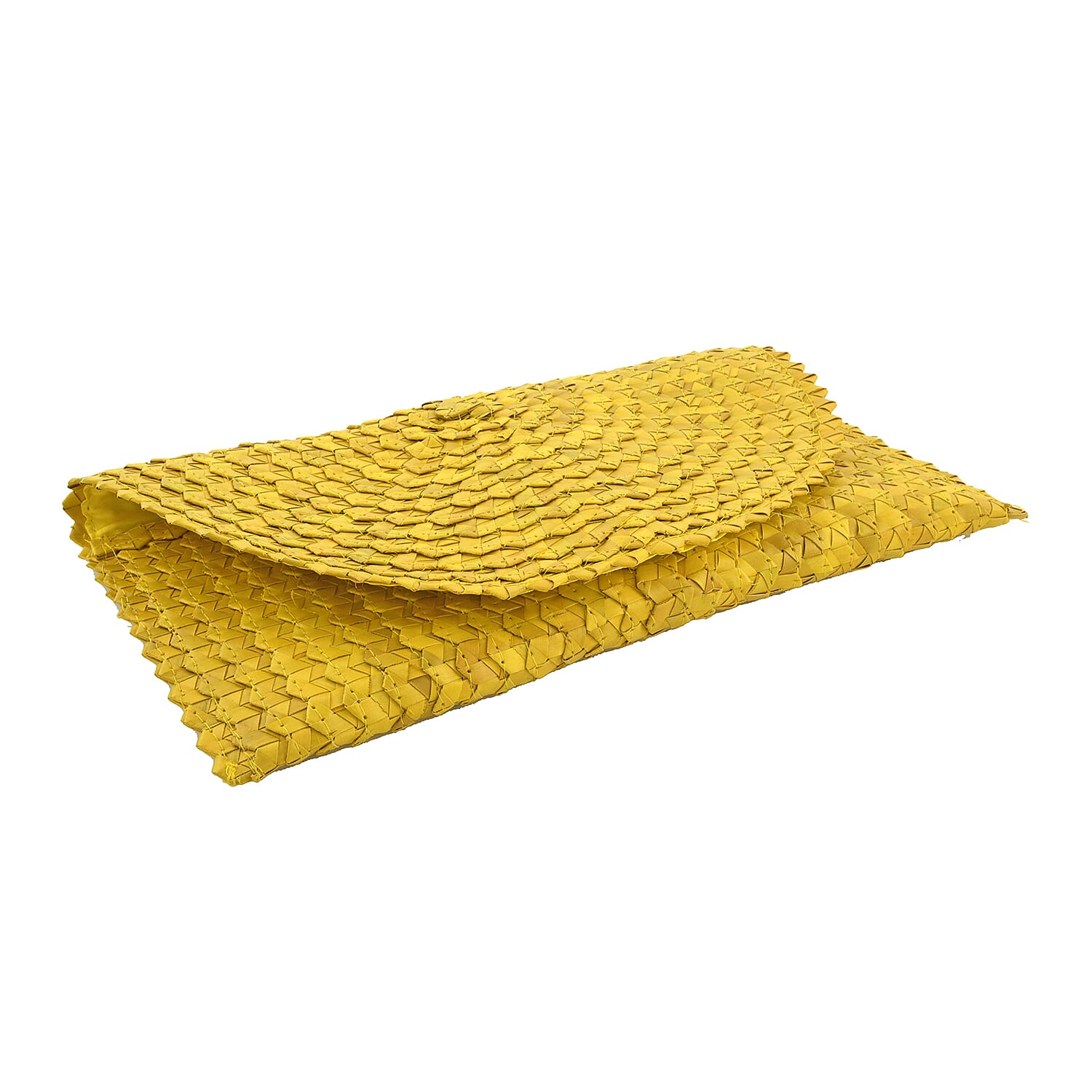 Bali Collection Palm Leaf Sisik Pattern Woven Clutch Handbag - Yellow 6080406 1
