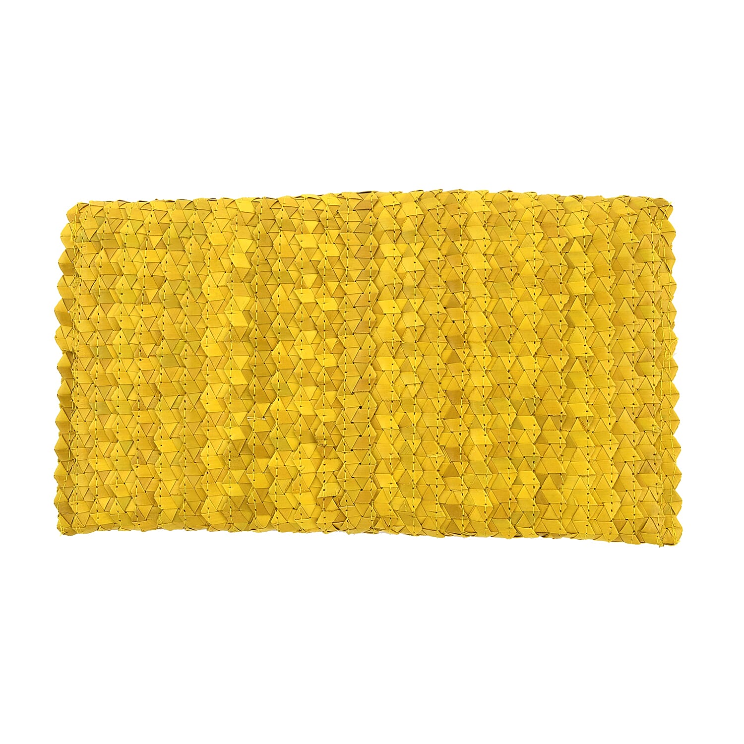 Bali Collection Palm Leaf Sisik Pattern Woven Clutch Handbag - Yellow 6080406 2