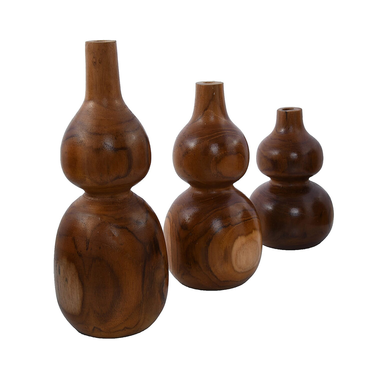 Bali Collection - Set of 3 Home Decorative Handcrafted Teak Wood Vase 4026709 3