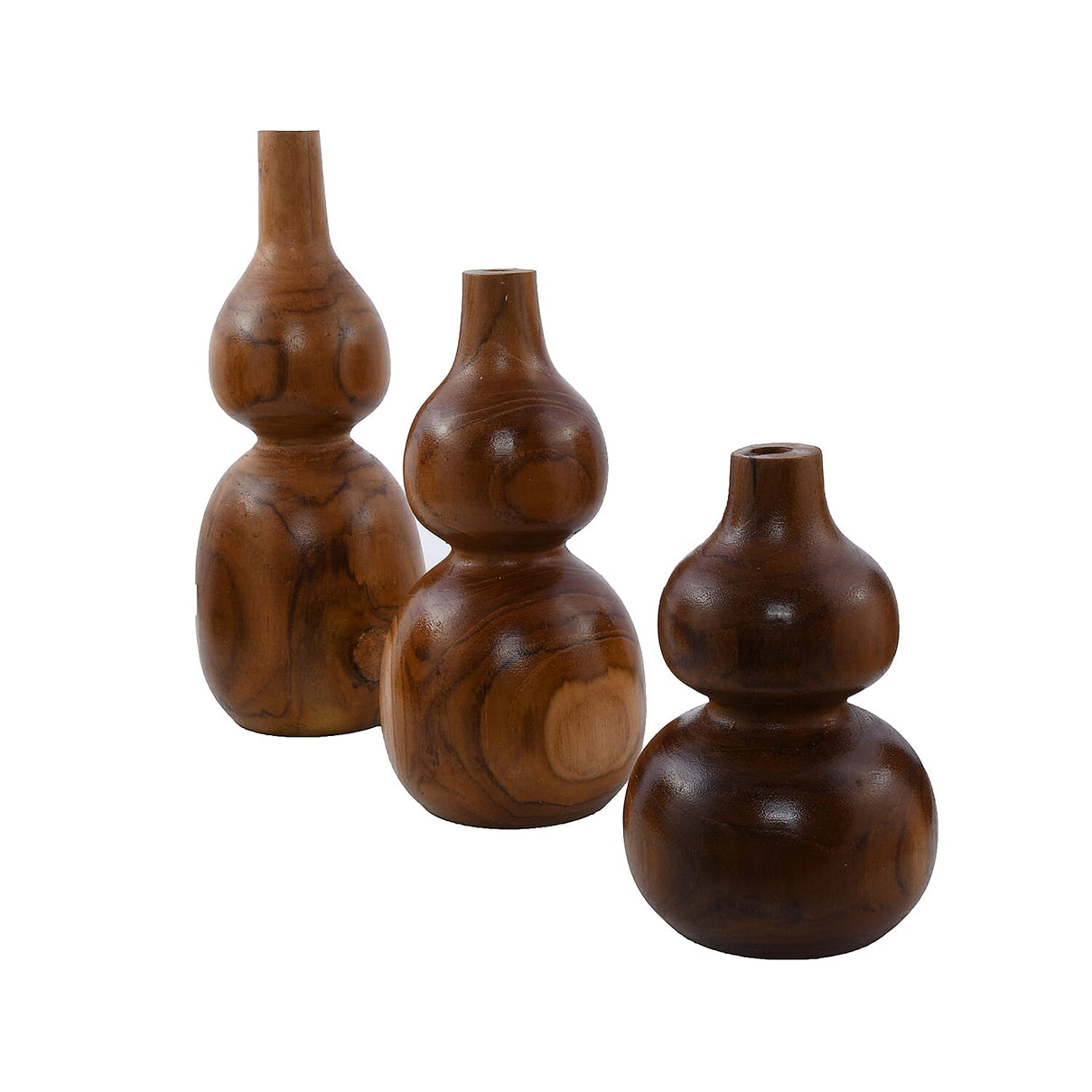 Bali Collection - Set of 3 Home Decorative Handcrafted Teak Wood Vase 4026709 4