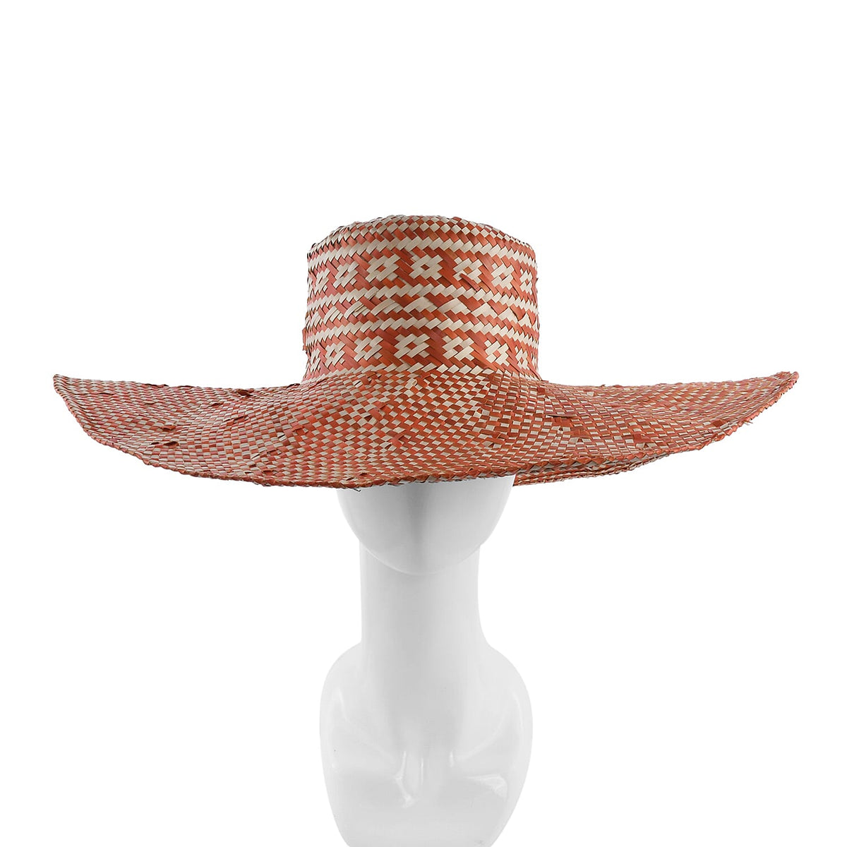 Bali Collection Woven Nature Pattern Pandan Beach Hat - Orange 6081024 0