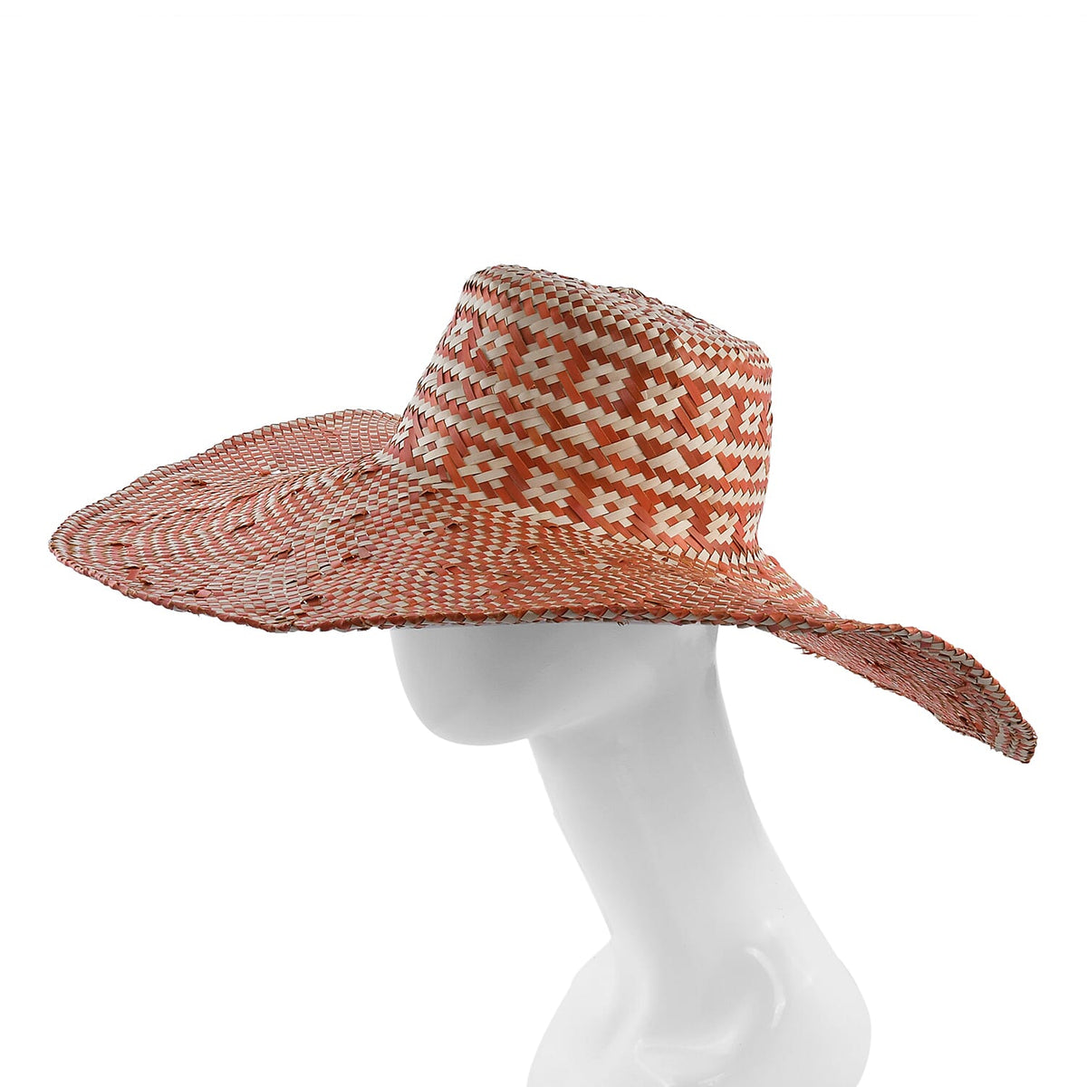 Bali Collection Woven Nature Pattern Pandan Beach Hat - Orange 6081024 1
