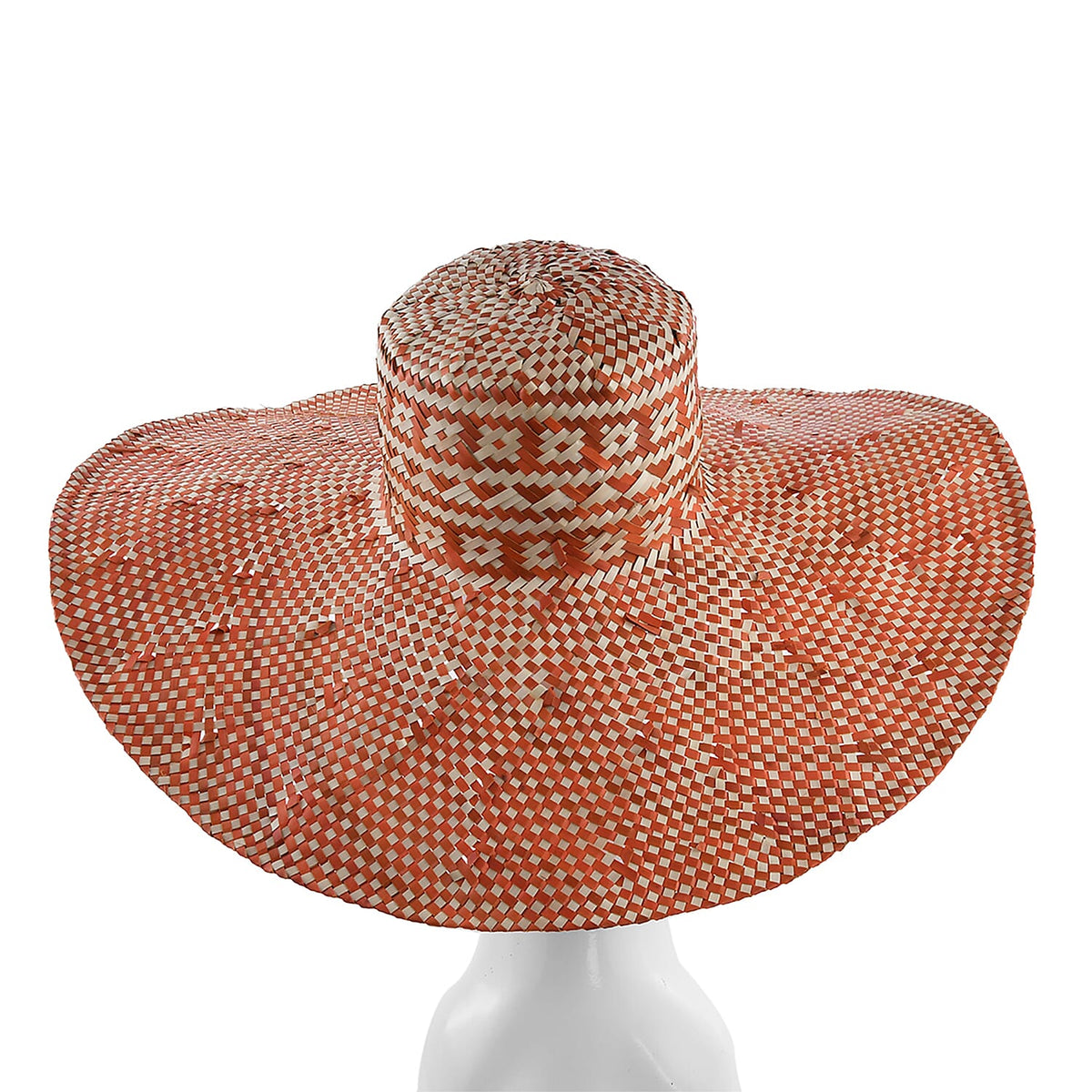 Bali Collection Woven Nature Pattern Pandan Beach Hat - Orange 6081024 2