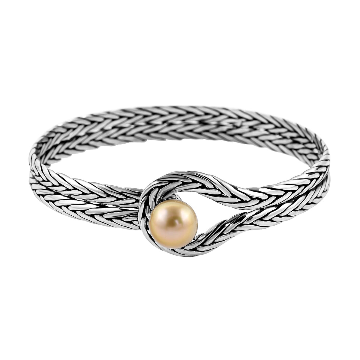 Bali Legacy Collection - Golden South Sea Pearl Bangle in Sterling Silver, Silver Wt. 22.50 Gms 6512400 0