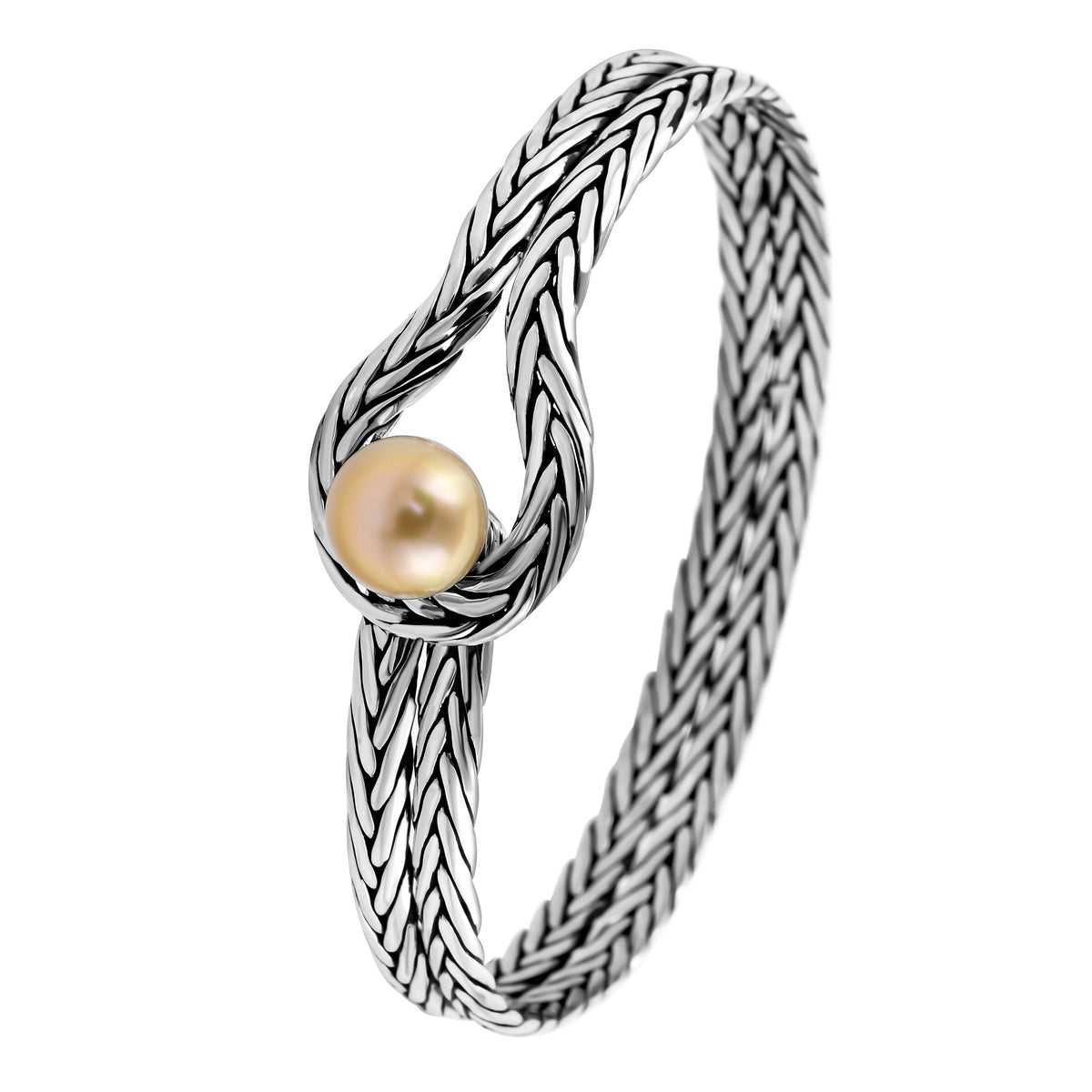 Bali Legacy Collection - Golden South Sea Pearl Bangle in Sterling Silver, Silver Wt. 22.50 Gms 6512400 3
