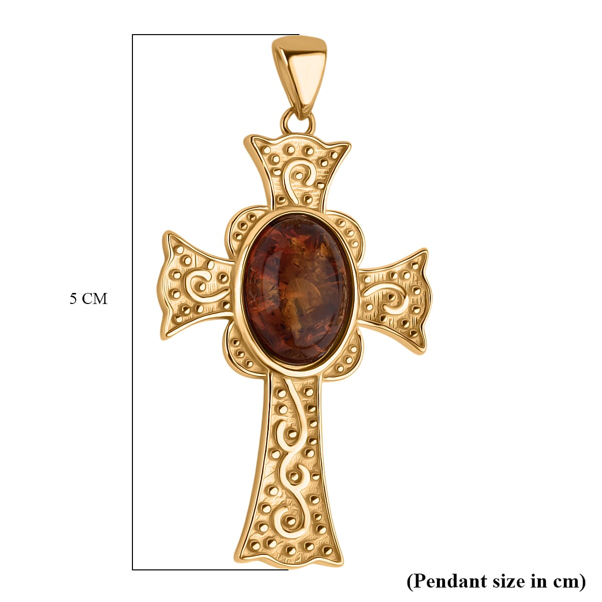 Baltic Amber Cross Pendant in Gold Overlay Sterling Silver 5.00 Ct,  Silver Wt. 7.00 Gms. 8061957 4