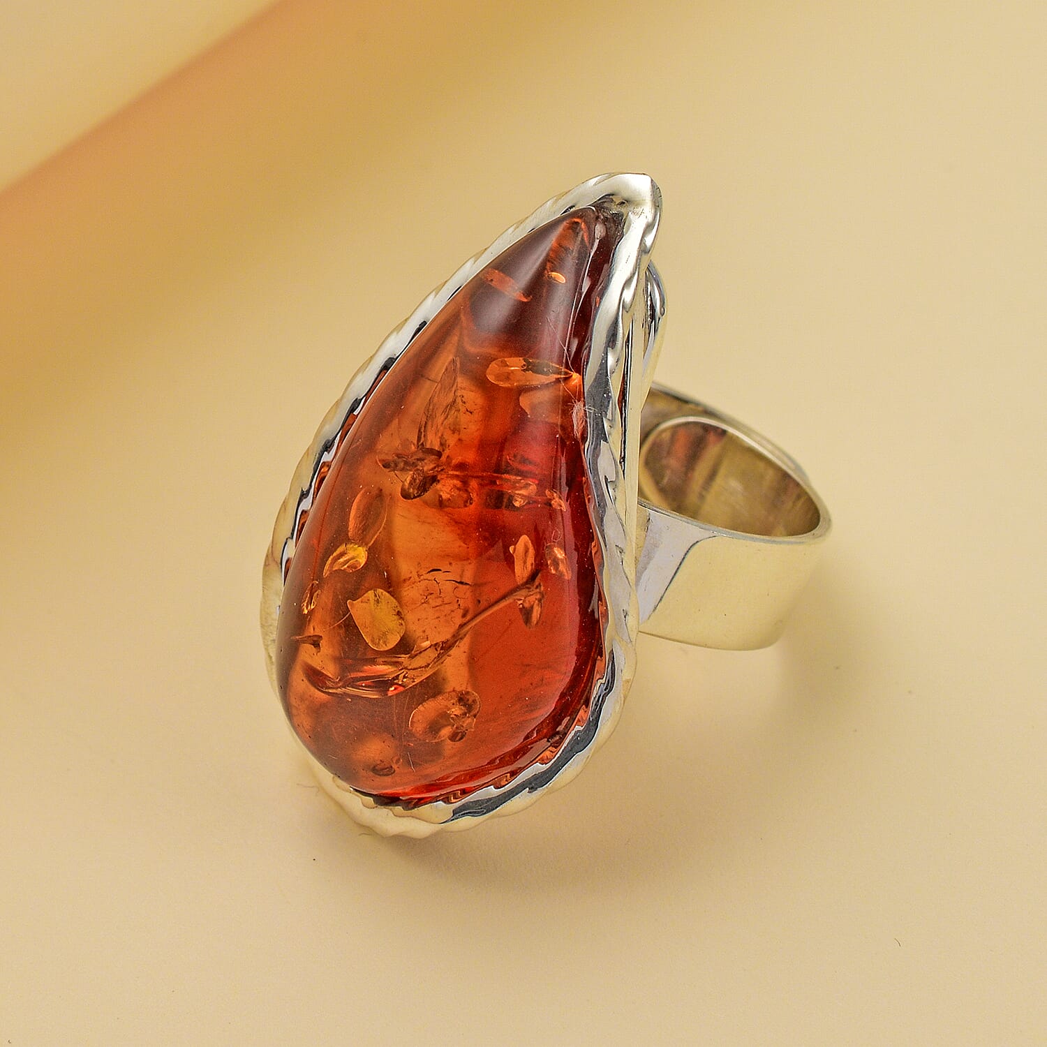 Baltic Amber Adjustable Ring in Sterling Silver 7748273 1
