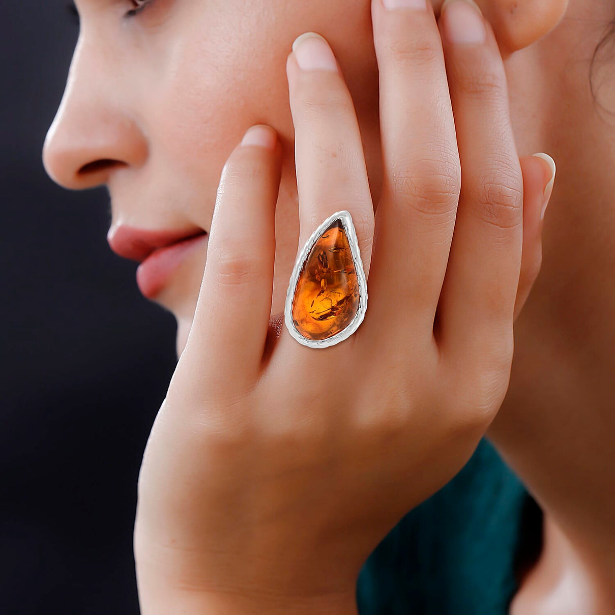 Baltic Amber Adjustable Ring in Sterling Silver 7748273 2
