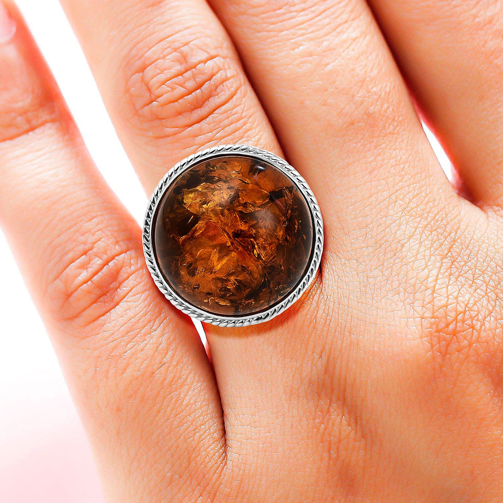 Baltic Amber Ring in Sterling Silver