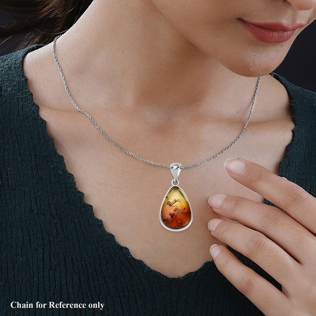 Tucson Special - Baltic Amber Solitaire Drop Pendant in Sterling Silver 7672845 1