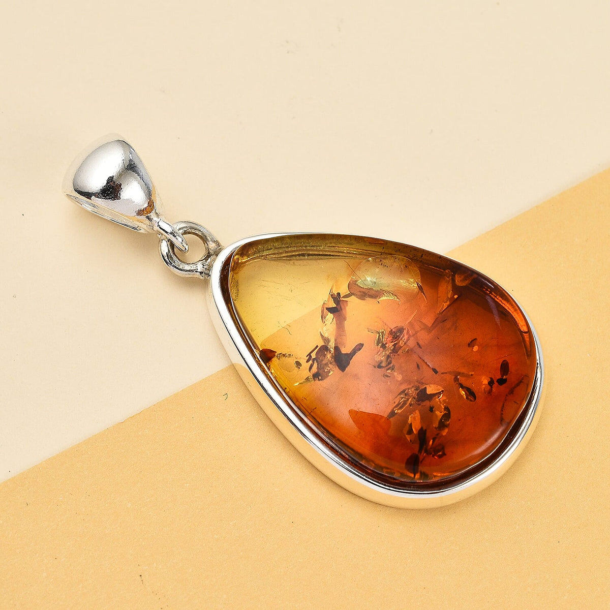 Tucson Special - Baltic Amber Solitaire Drop Pendant in Sterling Silver 7672845 2