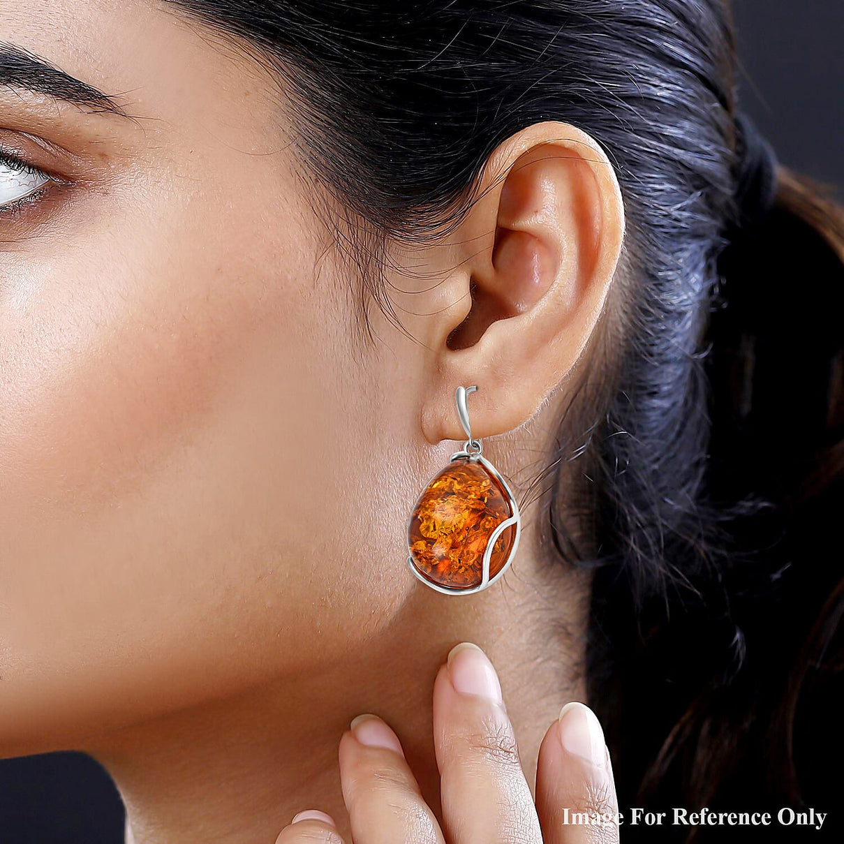 Baltic Amber Solitaire Earrings in Sterling Silver, Silver Wt 7.00 GM 7673156 1