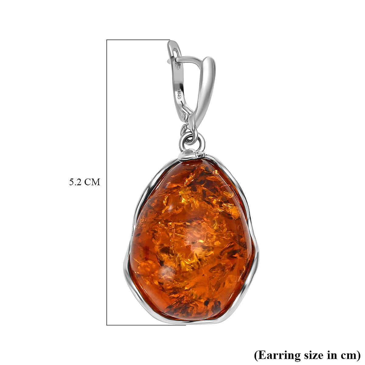 Baltic Amber Solitaire Earrings in Sterling Silver, Silver Wt 7.00 GM 7673156 4