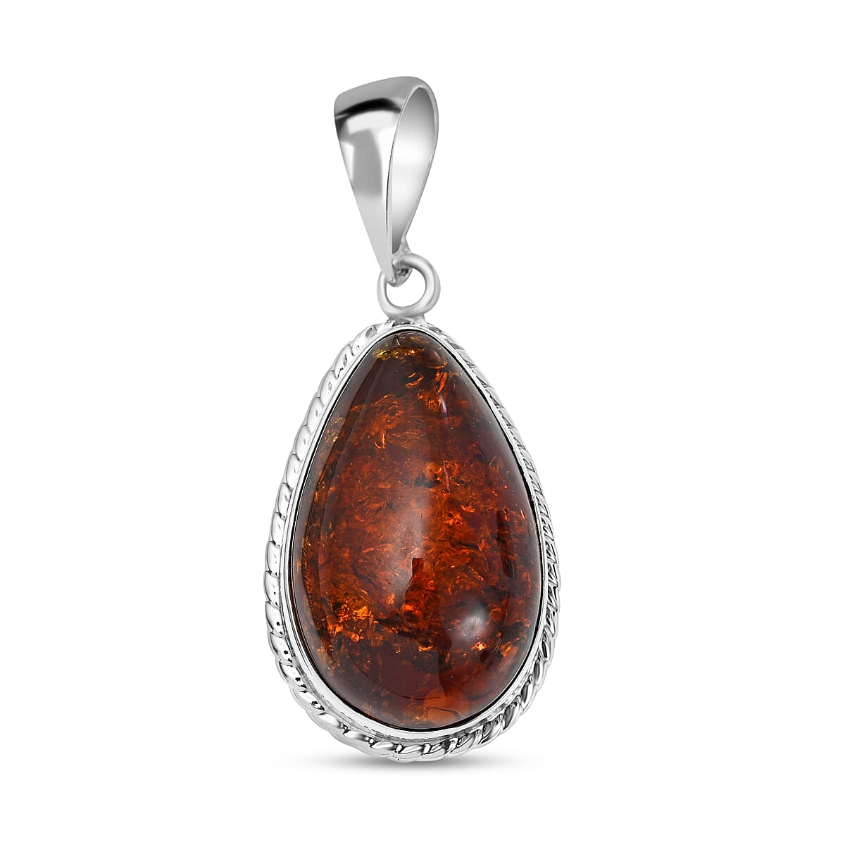 Tucson Special - Baltic Amber Solitaire Pendant in Sterling Silver, Silver Wt. 10.82 Gms 7672831 0