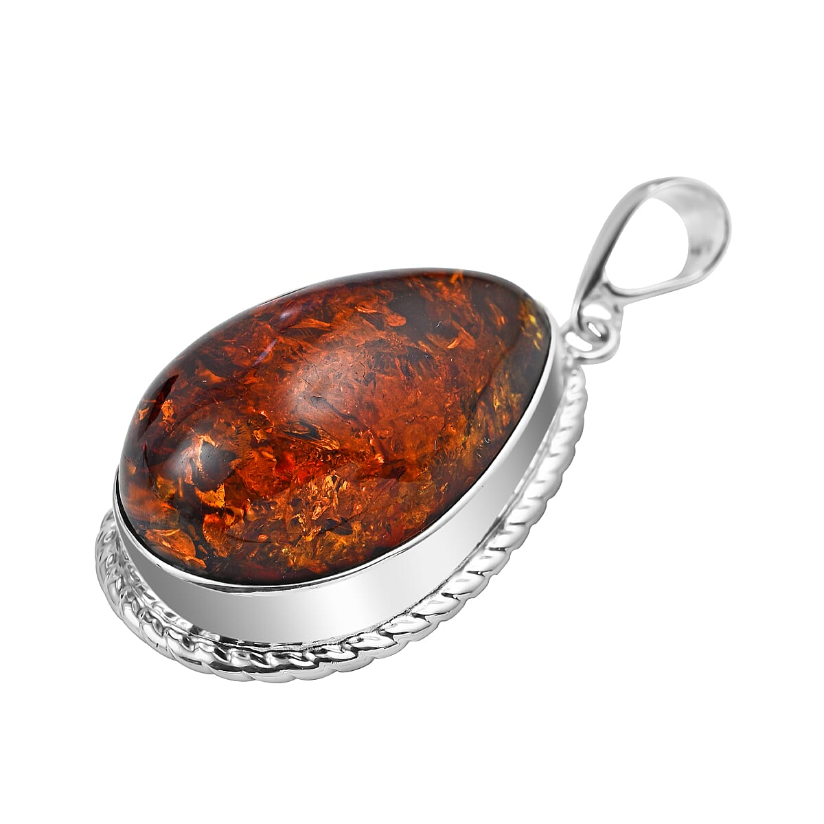 Tucson Special - Baltic Amber Solitaire Pendant in Sterling Silver, Silver Wt. 10.82 Gms 7672831 3