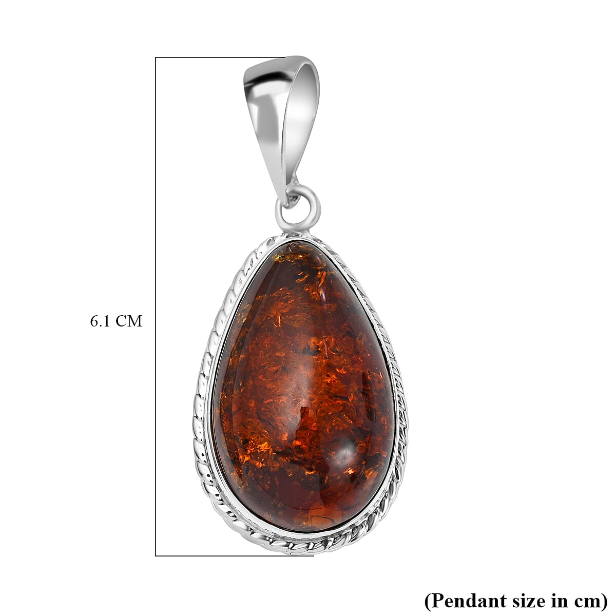 Tucson Special - Baltic Amber Solitaire Pendant in Sterling Silver, Silver Wt. 10.82 Gms 7672831 4