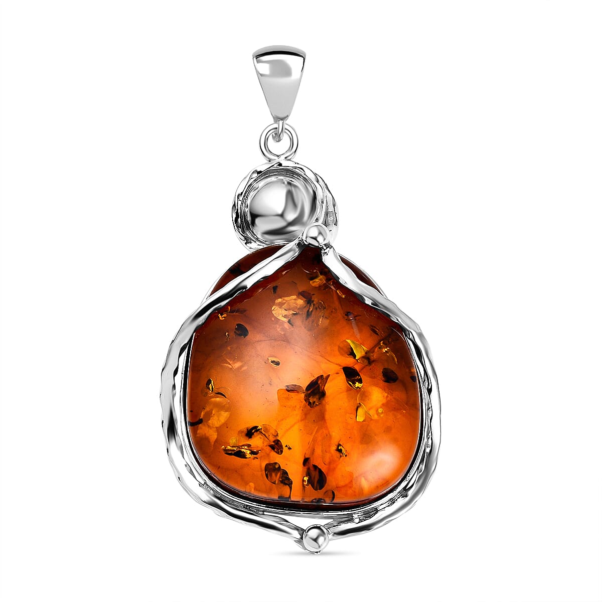 Baltic Amber Solitaire Pendant in Sterling Silver, Silver Wt. 17.83 Gms 7672880 0