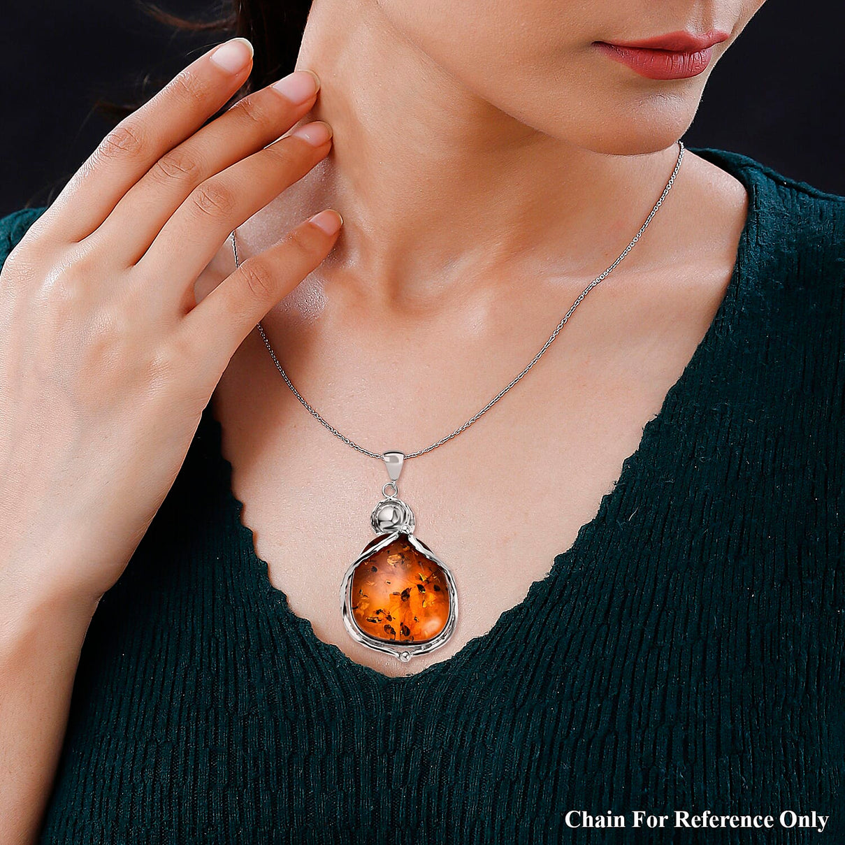 Baltic Amber Solitaire Pendant in Sterling Silver, Silver Wt. 17.83 Gms 7672880 1