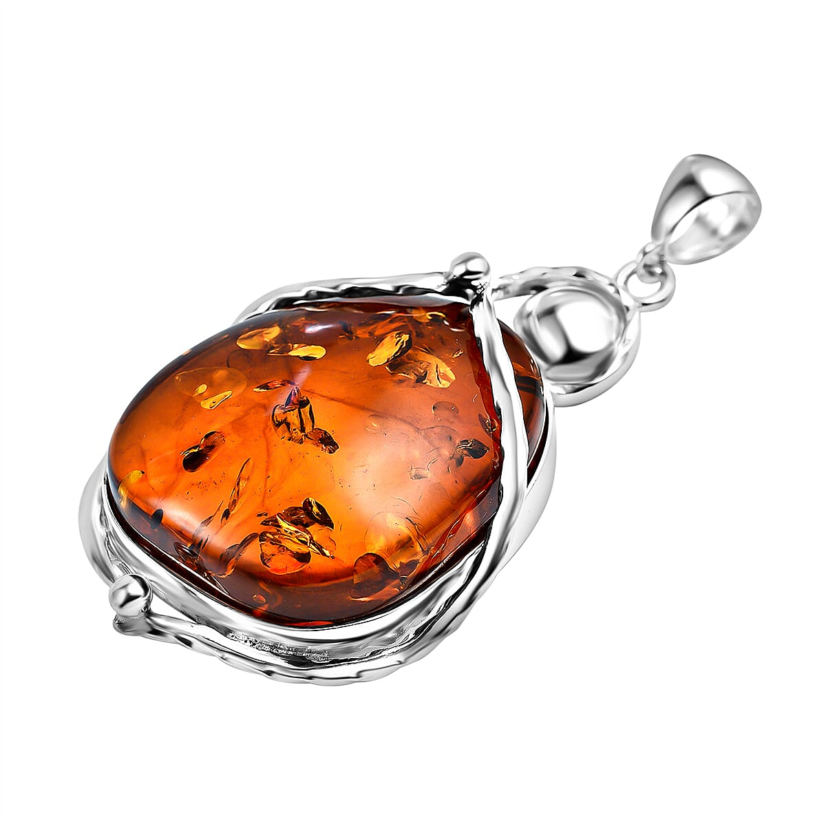 Baltic Amber Solitaire Pendant in Sterling Silver, Silver Wt. 17.83 Gms 7672880 3