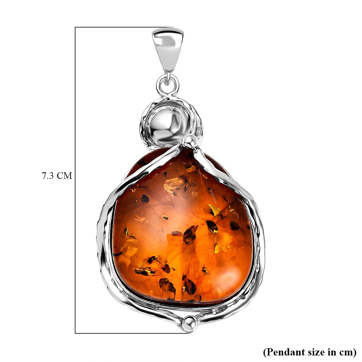 Baltic Amber Solitaire Pendant in Sterling Silver, Silver Wt. 17.83 Gms 7672880 4