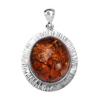 Baltic Amber Solitaire Pendant in Sterling Silver, Silver Wt. 26.84 Gms