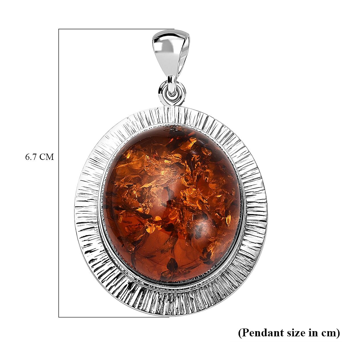 Baltic Amber Solitaire Pendant in Sterling Silver, Silver Wt. 26.84 Gms 7660915 4