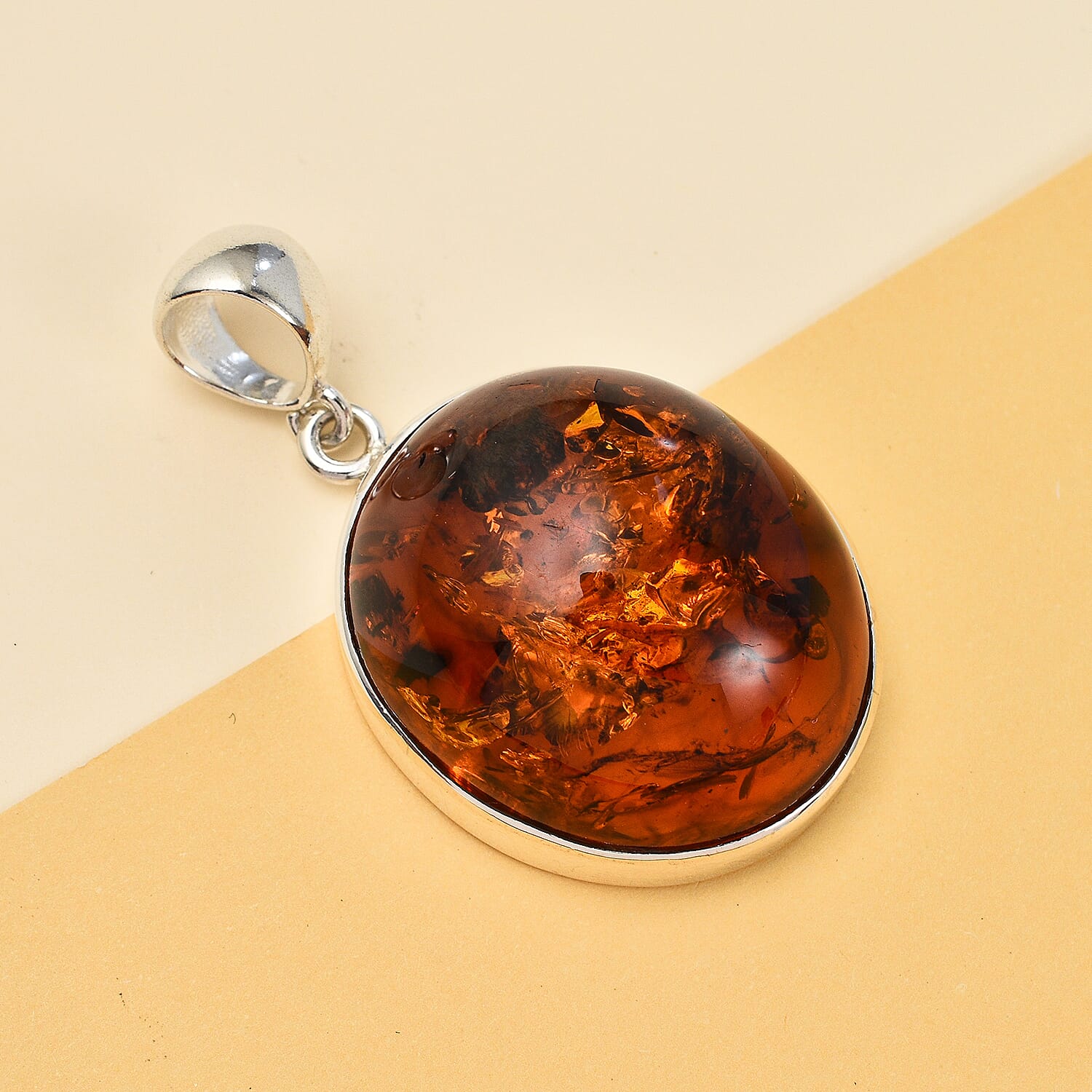 Tucson Special - Baltic Amber Solitaire Pendant in Sterling Silver Silver Wt 5.10 GM 7672876 2