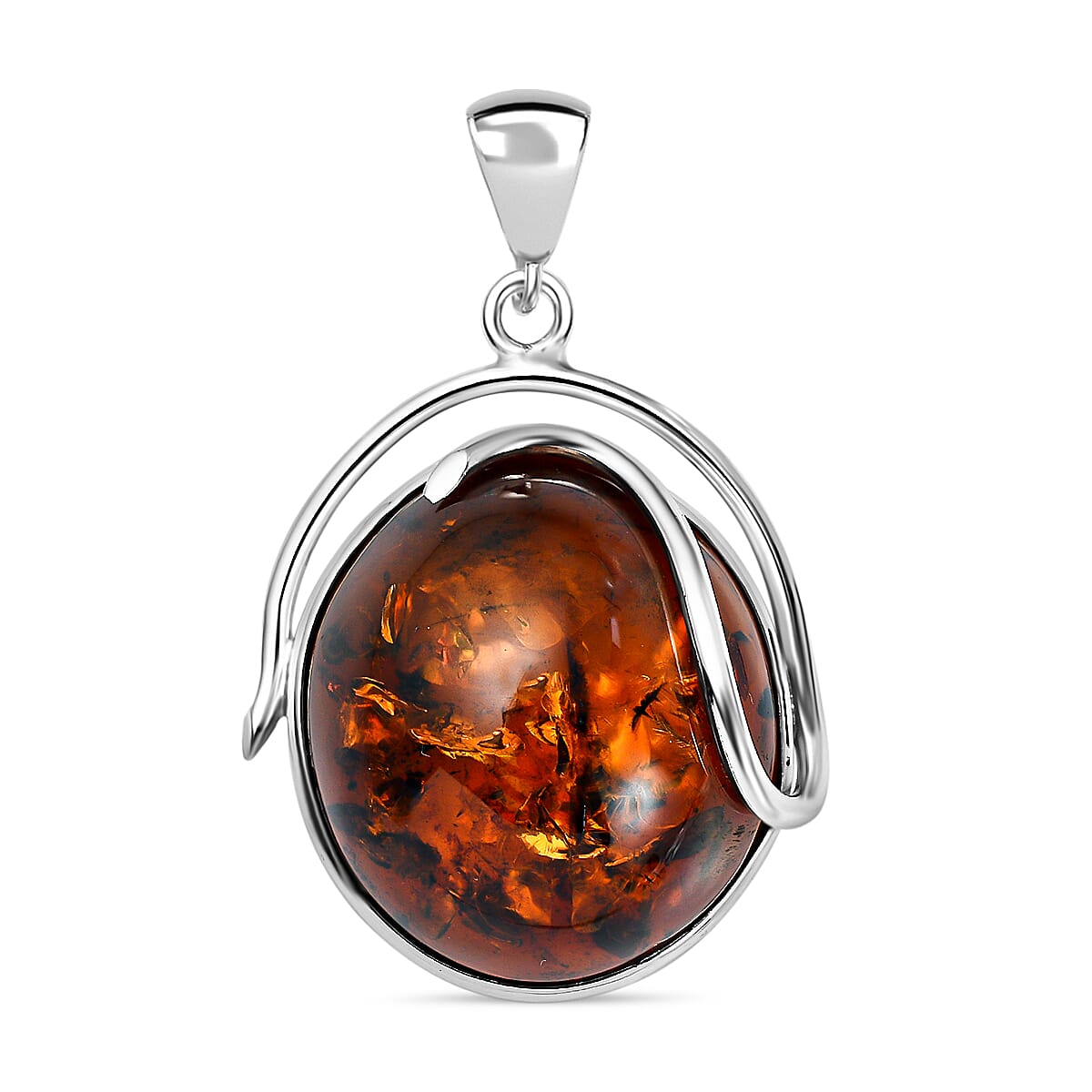 Tucson Special - Baltic Amber Solitaire Pendant in Sterling Silver, Silver Wt 7.60 GM 7672897 0