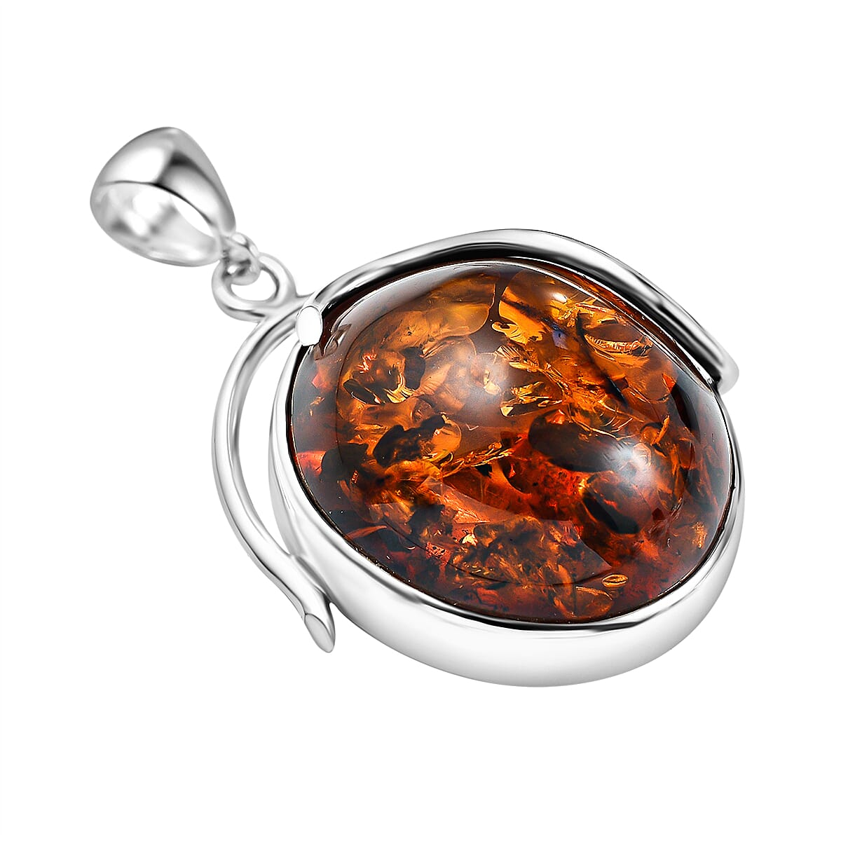 Tucson Special - Baltic Amber Solitaire Pendant in Sterling Silver, Silver Wt 7.60 GM 7672897 3