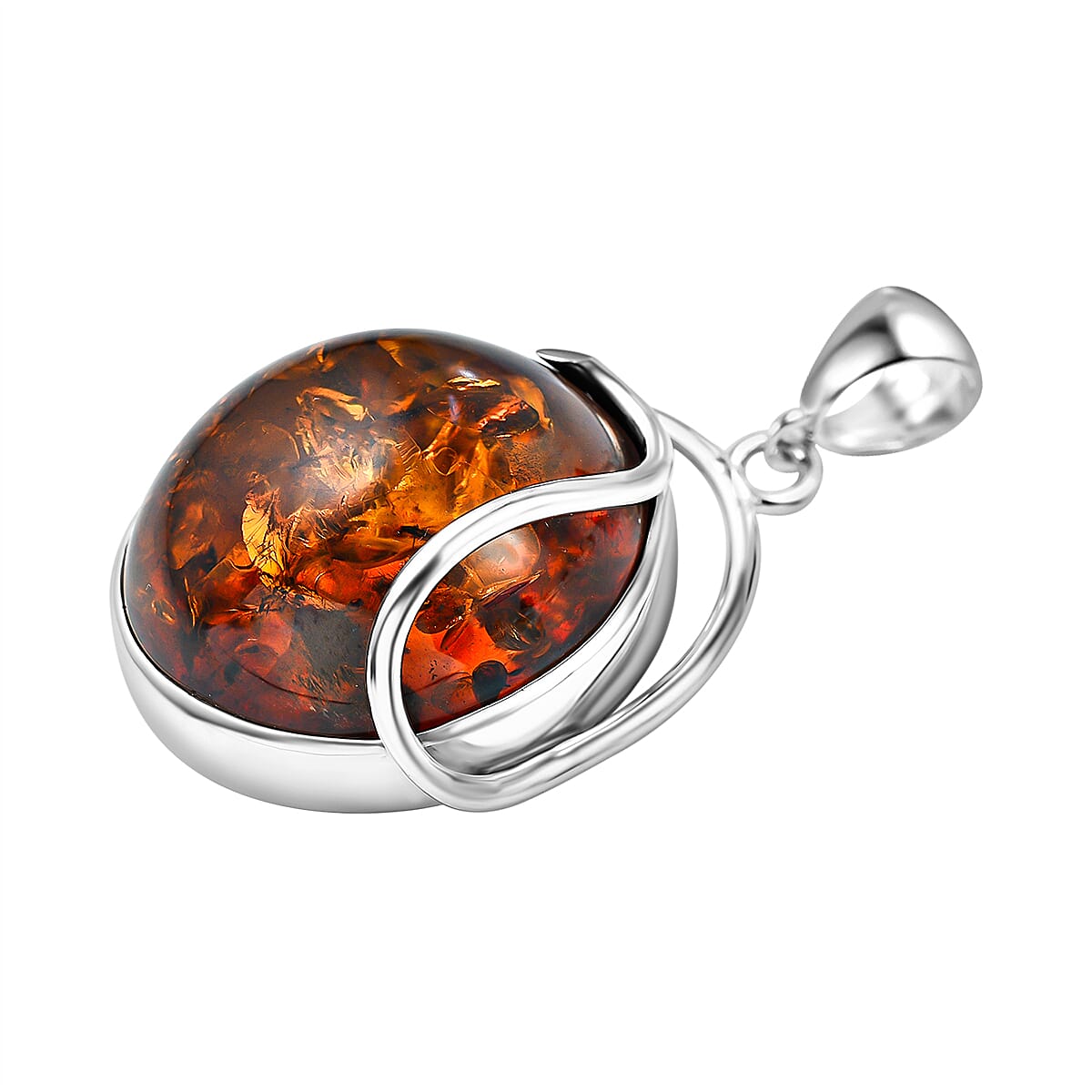 Tucson Special - Baltic Amber Solitaire Pendant in Sterling Silver, Silver Wt 7.60 GM 7672897 4