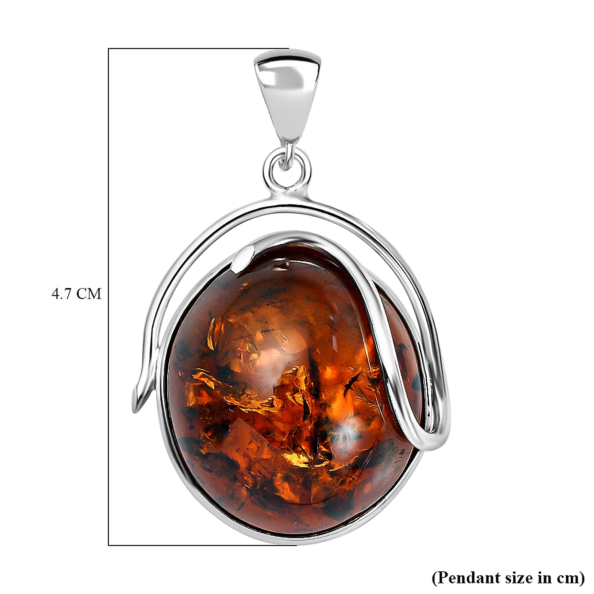 Tucson Special - Baltic Amber Solitaire Pendant in Sterling Silver, Silver Wt 7.60 GM 7672897 5