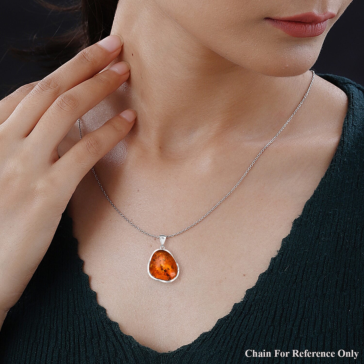 Tucson Special - Baltic Amber Solitaire Pendant in Sterling Silver, Silver Wt 8.00 Gms 7672937 2
