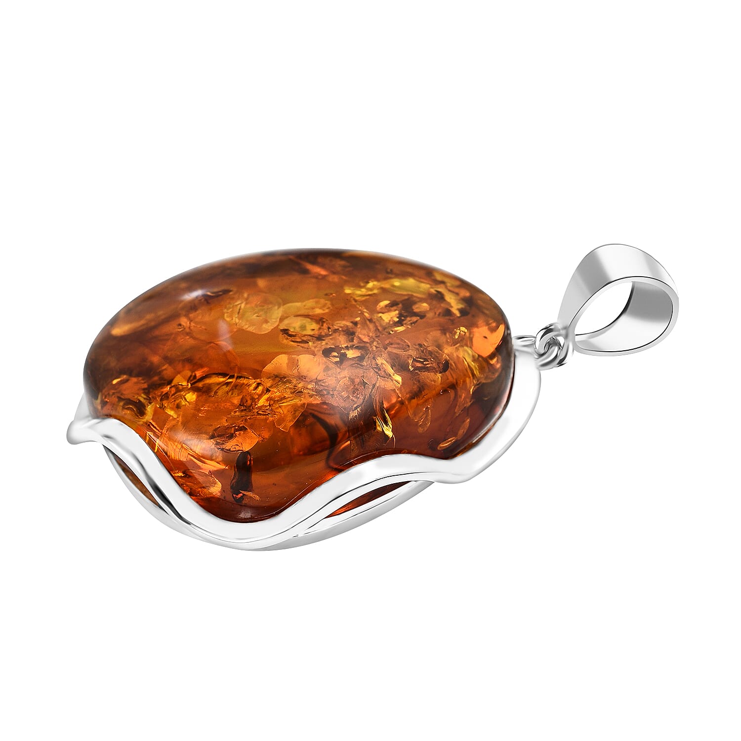Tucson Special - Baltic Amber Solitaire Pendant in Sterling Silver, Silver Wt 8.00 Gms 7672937 3
