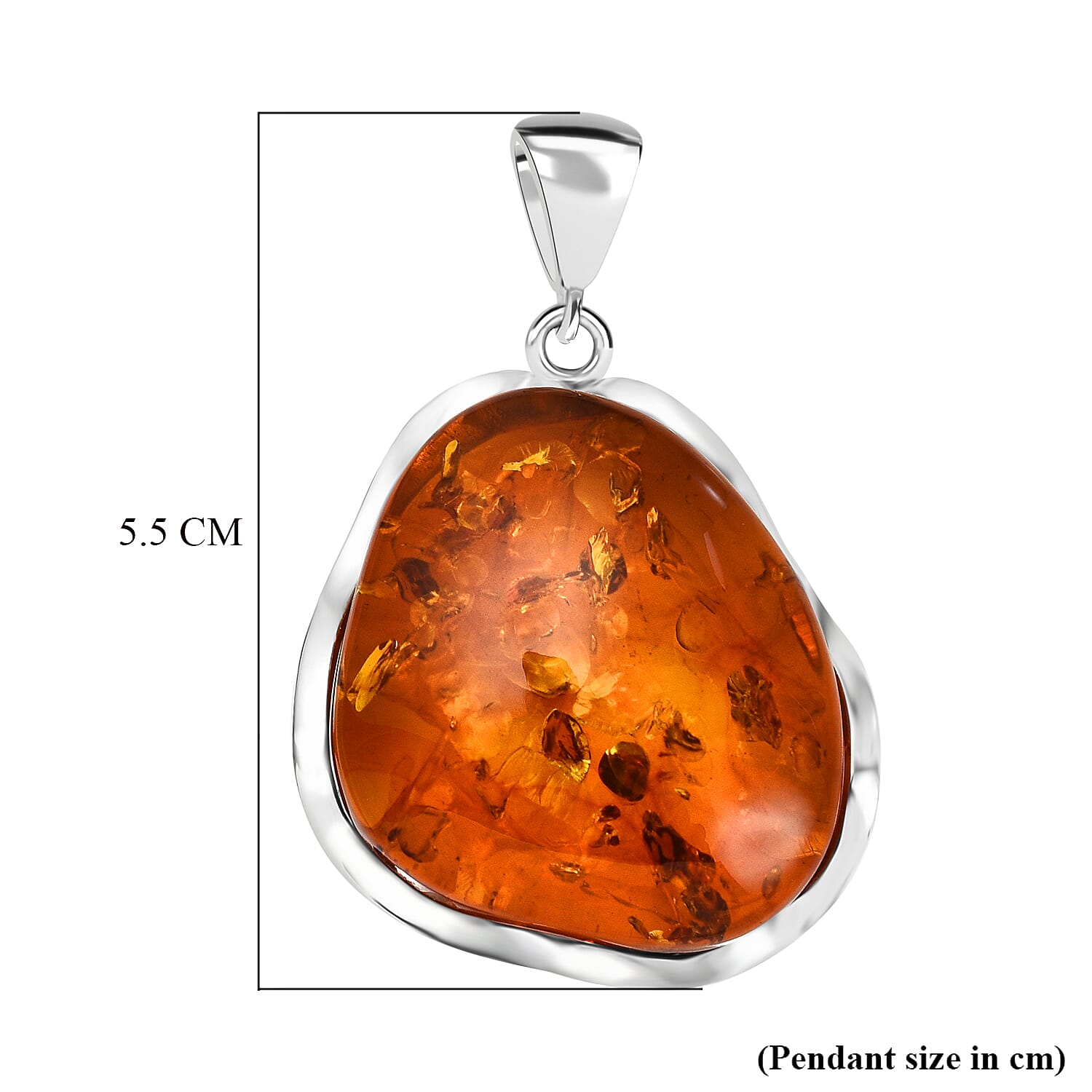 Tucson Special - Baltic Amber Solitaire Pendant in Sterling Silver, Silver Wt 8.00 Gms 7672937 4