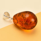 Baltic Amber Solitaire Pendant in Sterling Silver