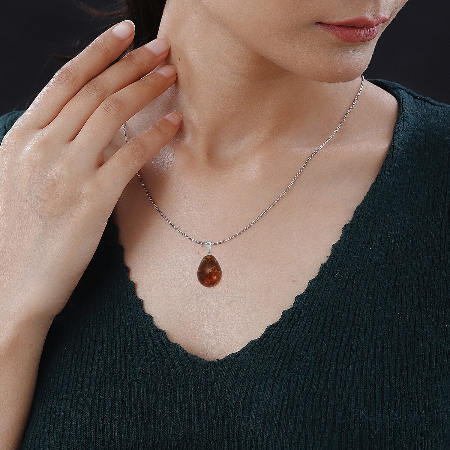 Baltic Amber Solitaire Pendant in Sterling Silver 7671501 2