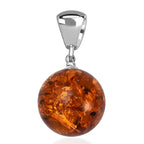 Baltic Amber Solitaire Pendant in Sterling Silver