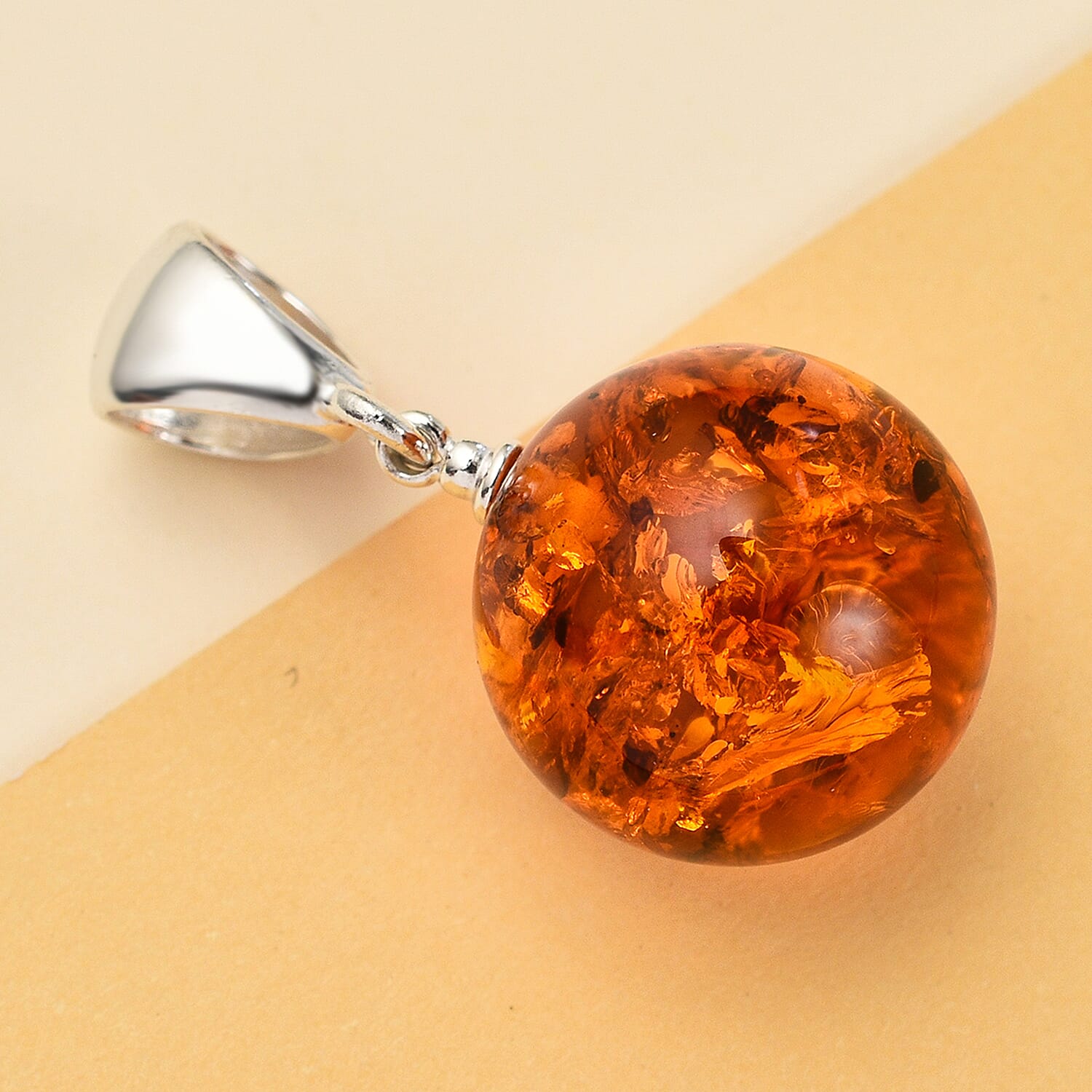 Baltic Amber Solitaire Pendant in Sterling Silver 7672882 1