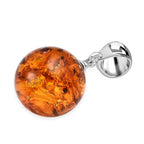 Baltic Amber Solitaire Pendant in Sterling Silver