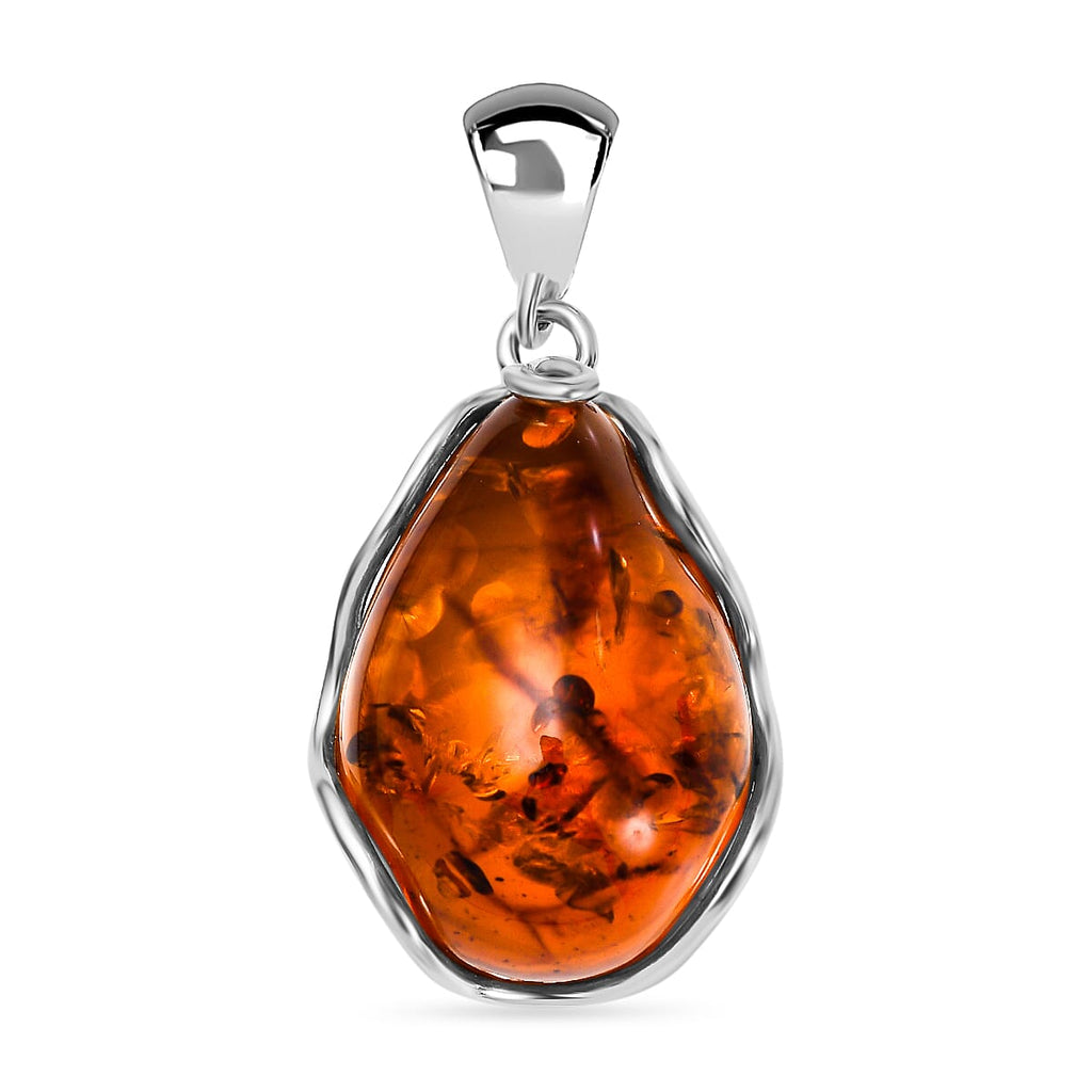 Tucson Special - Baltic Amber Solitaire Pendant in Sterling Silver