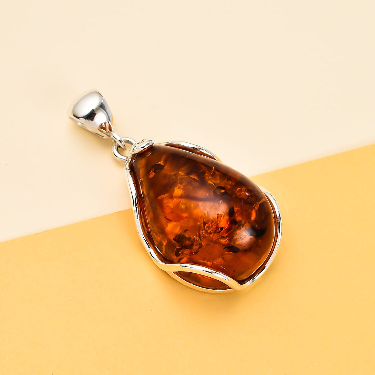 Tucson Special - Baltic Amber Solitaire Pendant in Sterling Silver 7672992 2