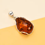 Tucson Special - Baltic Amber Solitaire Pendant in Sterling Silver