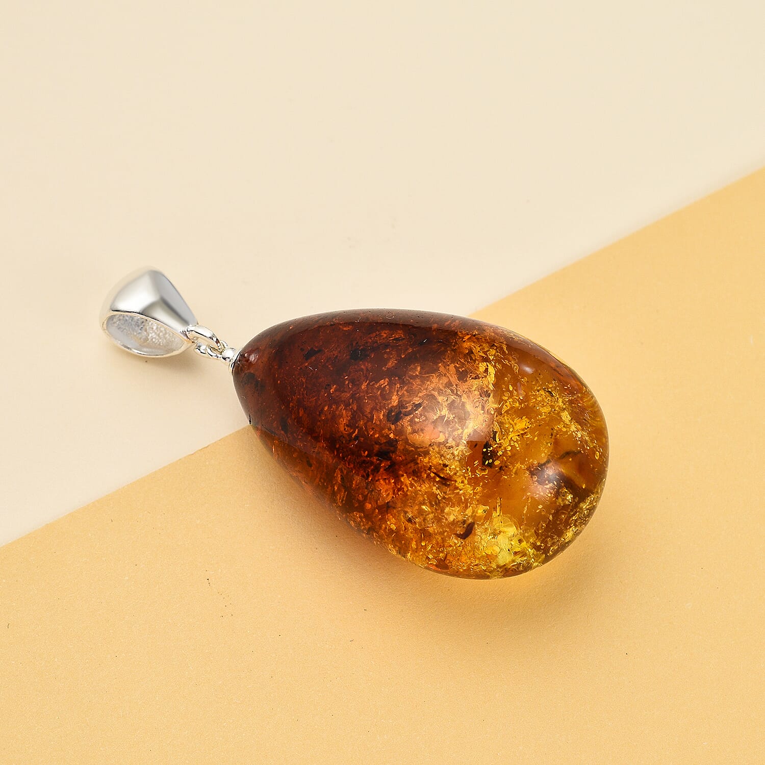 Tucson Special - Natural Baltic Amber Solitaire Pendant in Sterling Silver 7672997 1