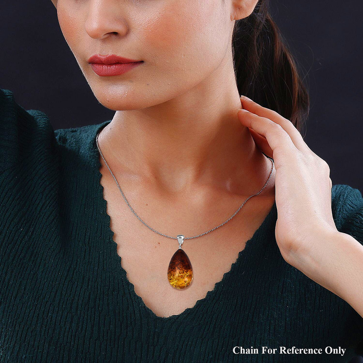 Tucson Special - Natural Baltic Amber Solitaire Pendant in Sterling Silver 7672997 2