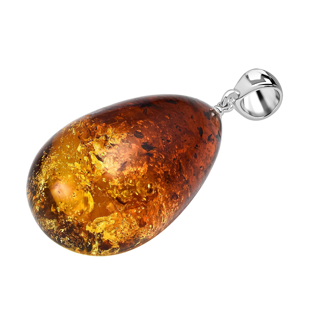 Tucson Special - Natural Baltic Amber Solitaire Pendant in Sterling Silver 7672997 3