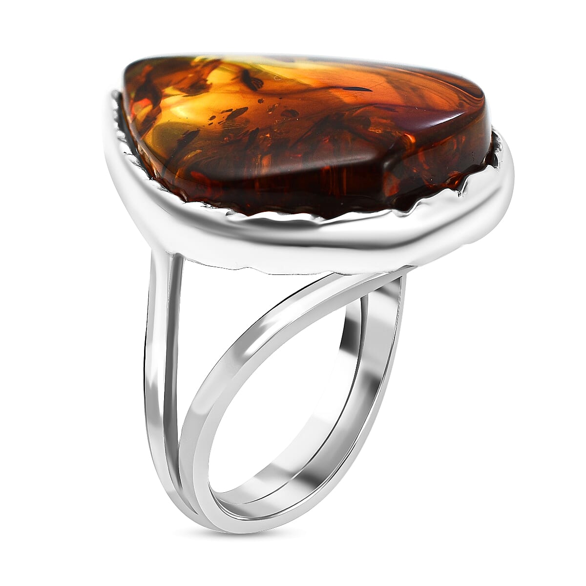 Baltic Amber Solitaire Ring in Sterling Silver, Silver Wt 6.66 GM 7673190 3