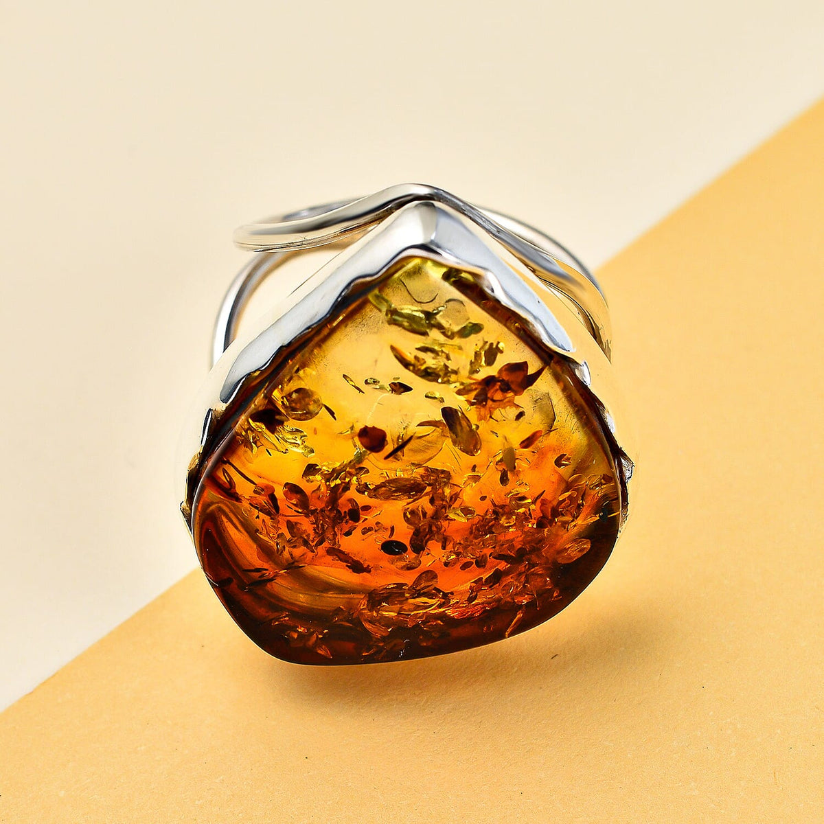 Baltic Amber Solitaire Ring in Sterling Silver, Silver Wt. 8.00 Gms 7673163 1