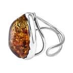 Baltic Amber Solitaire Ring in Sterling Silver, Silver Wt. 8.00 Gms