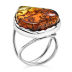 Baltic Amber Solitaire Ring in Sterling Silver, Silver Wt. 8.00 Gms