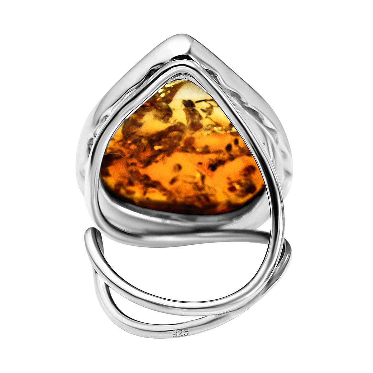 Baltic Amber Solitaire Ring in Sterling Silver, Silver Wt. 8.00 Gms 7673163 4